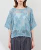 ROPE PICNIC Mesh Cord Embroidered Pullover Top In Black Women's (01)