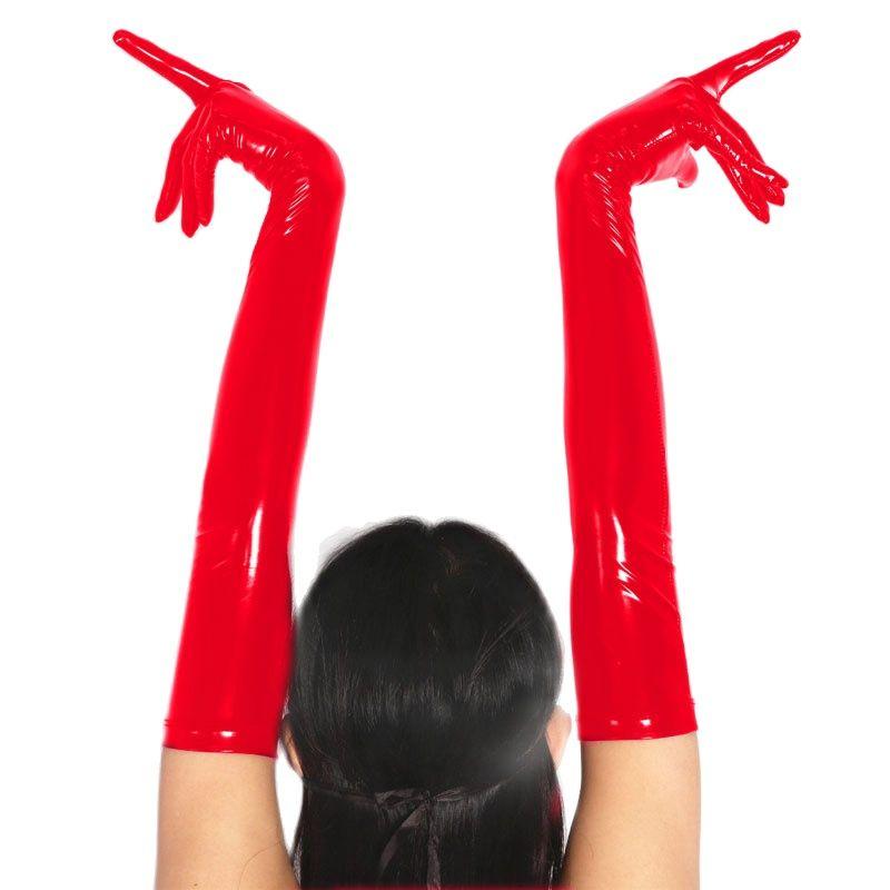 Sexy Dames Kunstleer Glanzend Lange Latex Handschoen Punk Handschoenen Outfit Wanten Club Kleding Cosplay Kostuums Accessoire Grote Maten F27