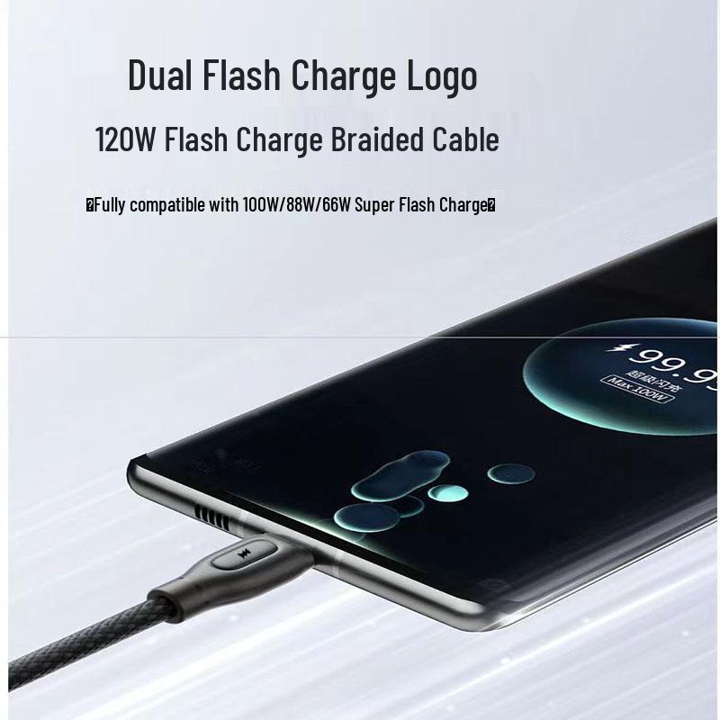 120W USB Type-C Fast Charging Cable for Huawei, Vivo, Oppo, Xiaomi - 10A Compatible