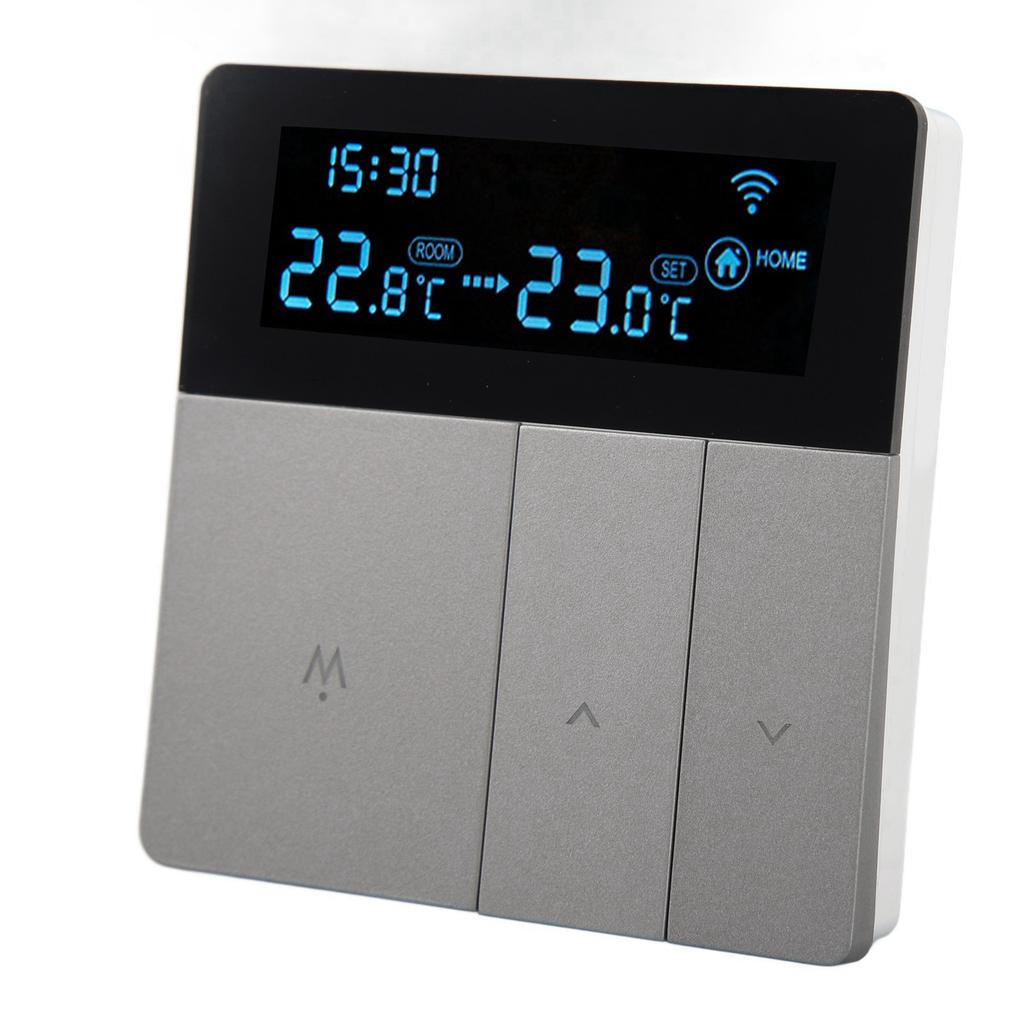 Digital Thermostat Large LCD Display Programmable Grey Thermostat with 3 Meters Sensing Cable