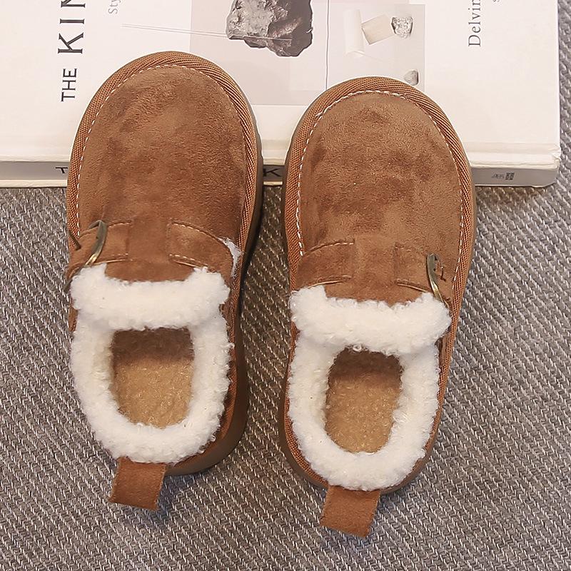 Children's Korean-Style Winter Snow Shoes - Plush Leather & Warm Fur 2025