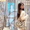 Korean Style Pink Leopard Print One-Shoulder Tote Bag