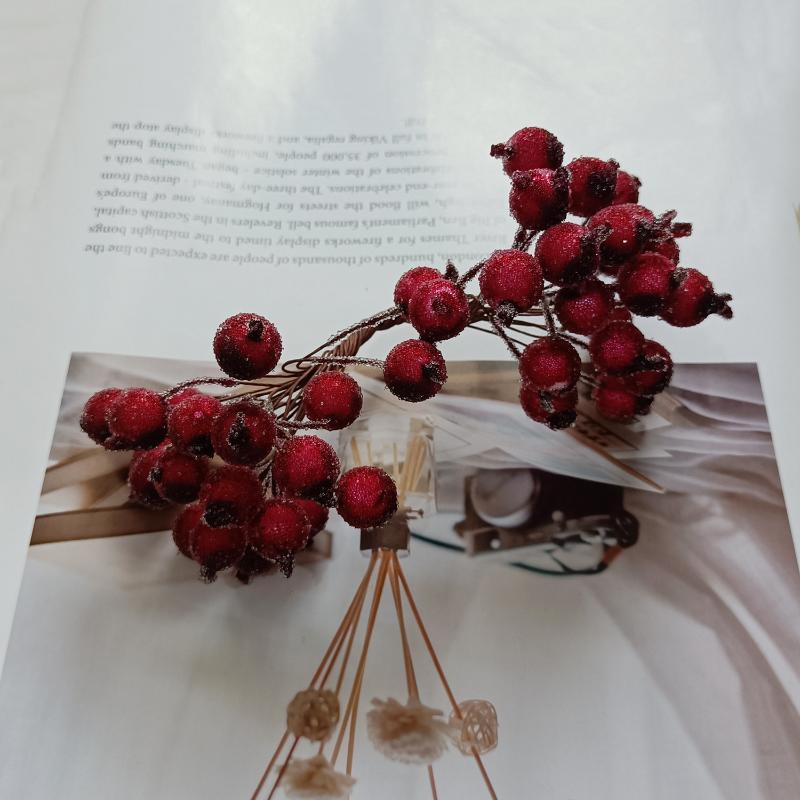 Artificial Frosted Berry Mini Double Head Christmas Holly Colorful Berries Diy Wreath Xmas Party Table Decora