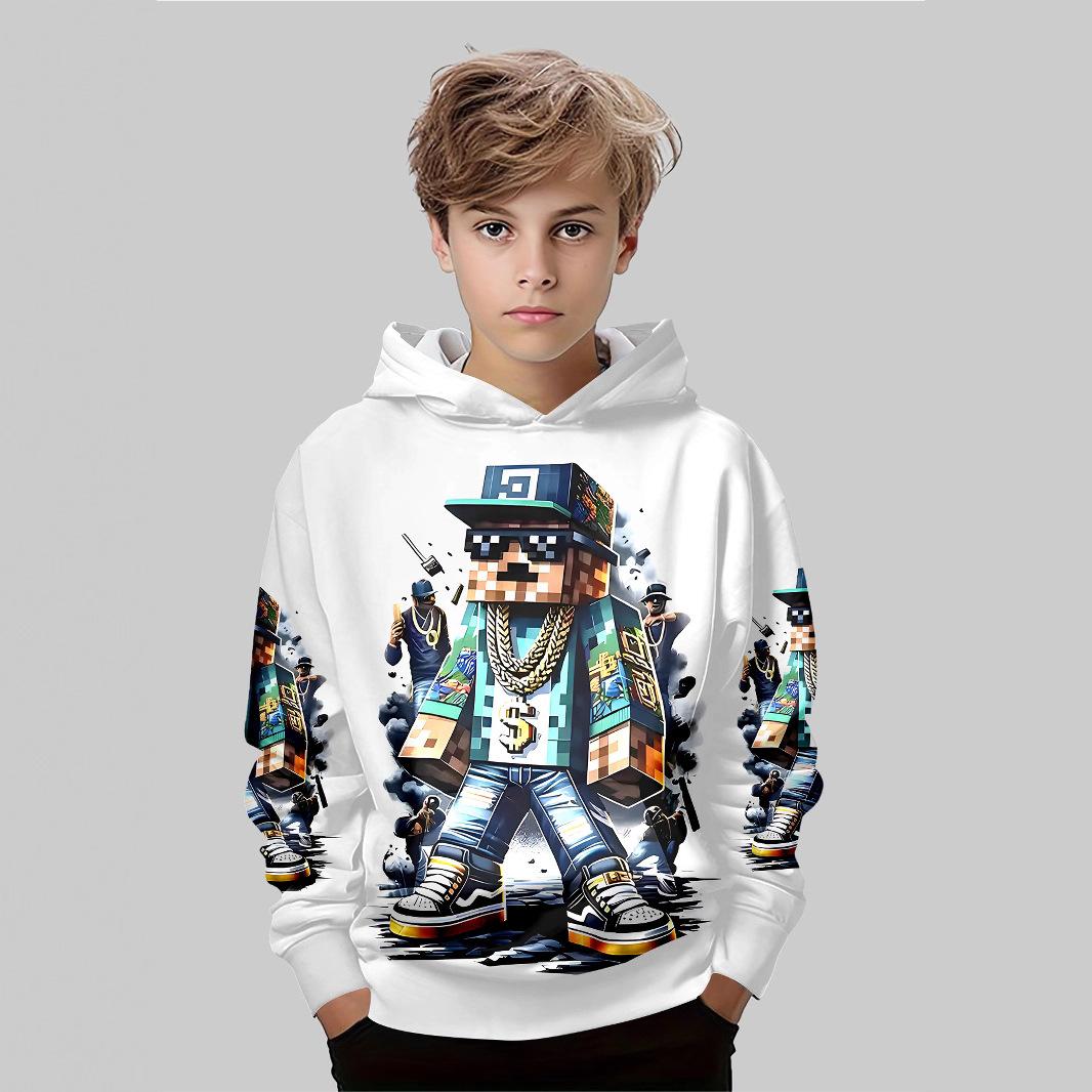 Cartoon Casual Top Fashion Print Sweatshirt Loose Fit Hoodies Sweatshirts Boys 150