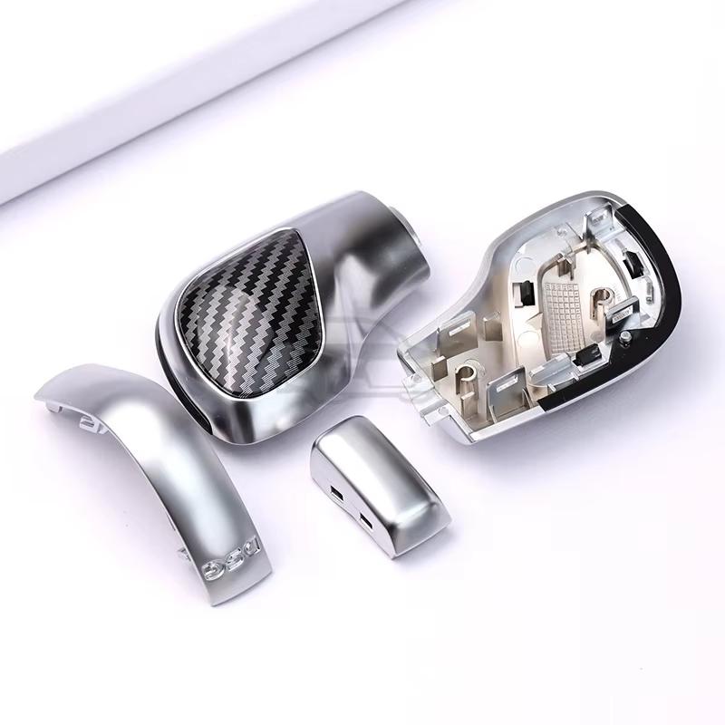 4PCS Chrome Matt With Leather Shift Knob Gear Side Cover DSG Emblem For VW Golf 6 7 R GTI Passat B7 B8 CC R20 Jetta MK6 GLI