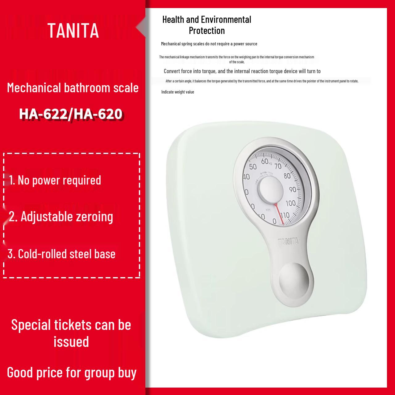 TANITA Bairida HA-622/HA-620 Mechanical Health Scale for Adults 320mm x 299mm x 60mm