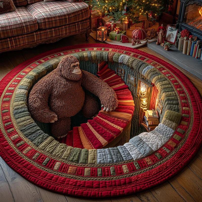 Multicolor 3D Digital Printed Quilted Round Carpet Living Room Bedroom