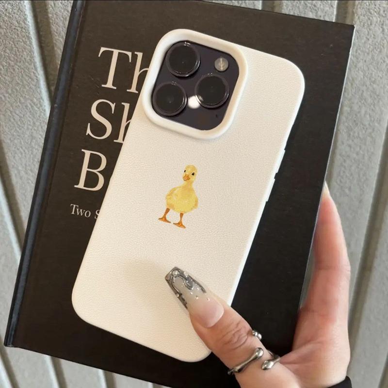 Cute Watercolor Yellow Duckling Pattern Design Protective Cover for iPhone 17 16 15 14 13 12 11 16E Series Pro Max Plus