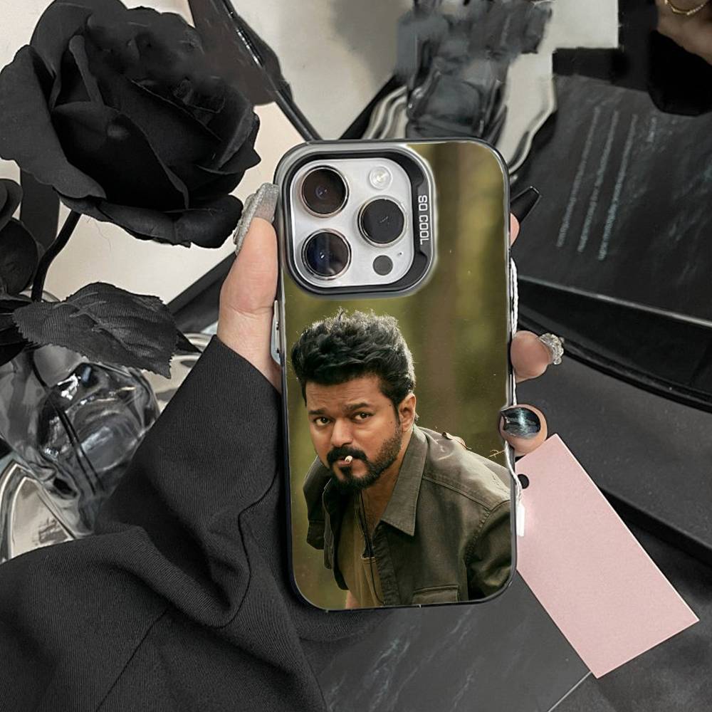 P-ThalaPathy V-Vijay Actor Phone Case For iPhone17, 16,15,14,13,12 Pro Max Black Candy Matte Shockproof Cover