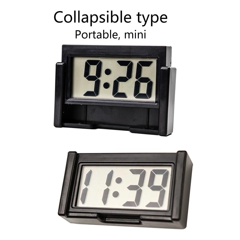 Car Interior Time Display Clock Button Battery Powered Clock Stick-On Mini Clock for Home Kitchen Bathroom