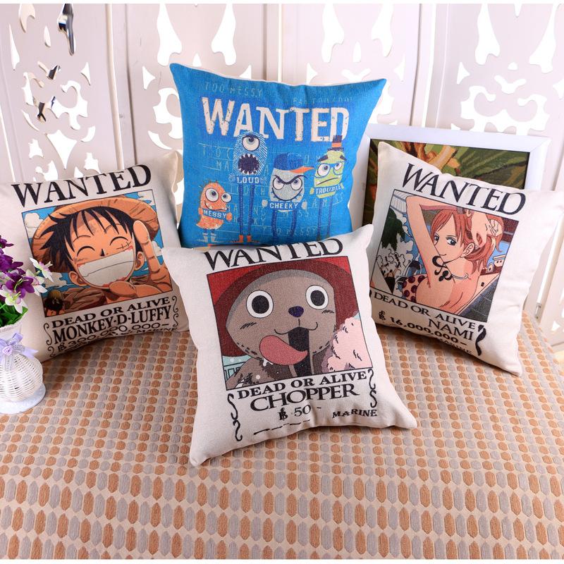 ONE PIECE Anime Cartoon Chopper Monkey D Luffy Nami Print Sofa Throw Pillowcase Home Decorative WANTED Video Game Cushion Pillow