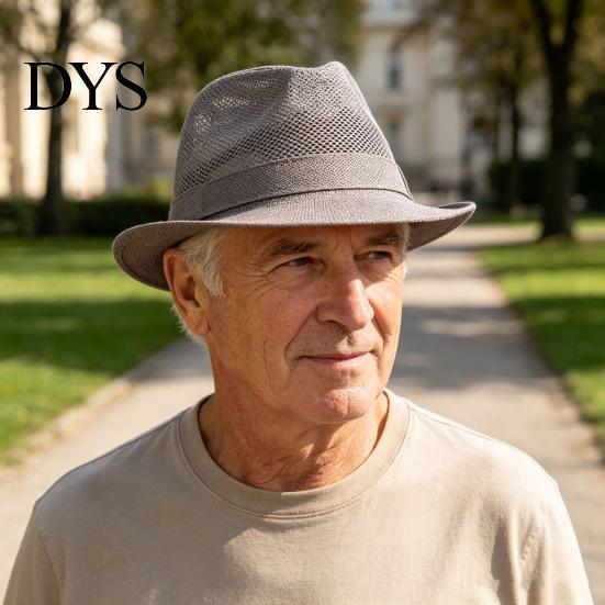 Cappello Estivo con Protezione UV da Uomo, Cappello da Sole Traspirante, Cappellino da Pesca a Rete con Ampia Visiera per Mezza Età, Casual, Paglia, Anziani, Leggero, Pieghevole, Esterno, Spiaggia