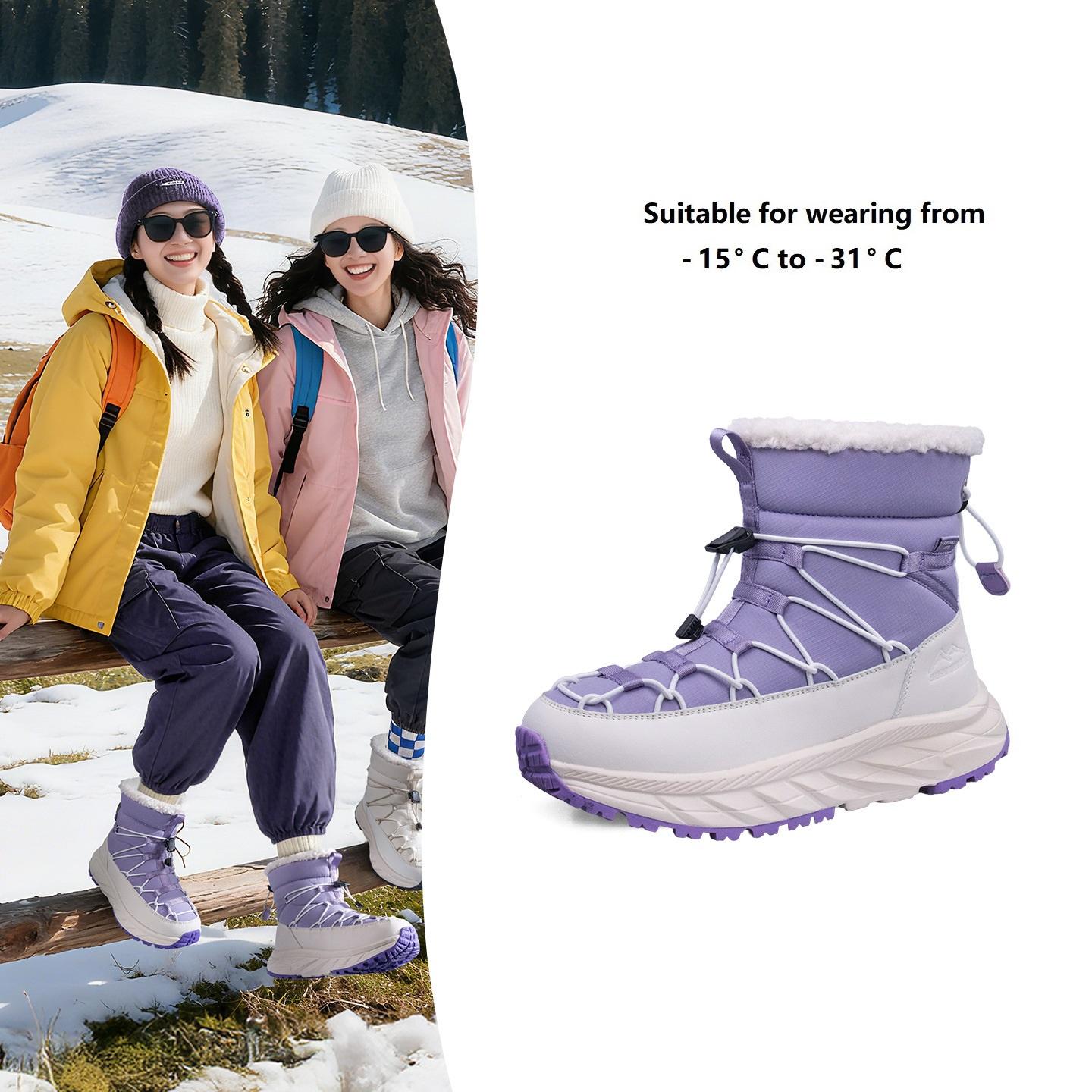 

Женские зимние сапоги, толстые и теплые хлопковые ботинки с добавлением флиса, короткое голенище, красочные водонепроницаемые и противоскользящие ботинки для снега 39 фиолетовый