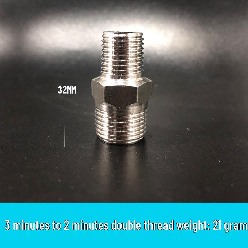 304 Stainless Steel Double-Headed Hexagonal Eccentric Reducer, DN25, 1/2" to 3/4" Male Thread Straight Stud