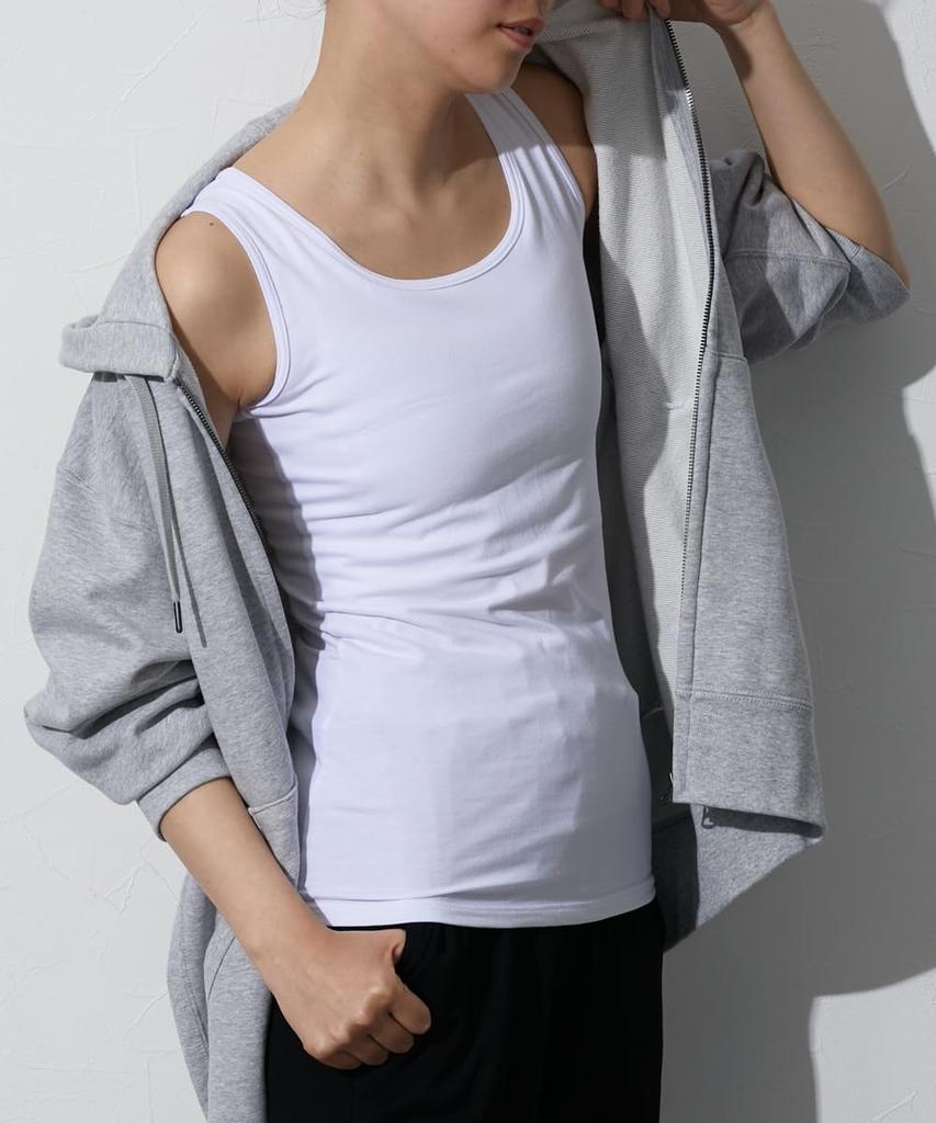 Nissen FTM Nabe Shirt Tank Flattens Cotton Size White Top, Chest, Hookless, Blend, Simple, Basic, M,
