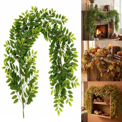 Künstlicher Laubschmuck Seidenweide Grünpflanzen Girlanden DIY Kunststoff Künstliche Pflanze Ranke Grüne Blätter Exquisite Künstliche Blätter Ranke