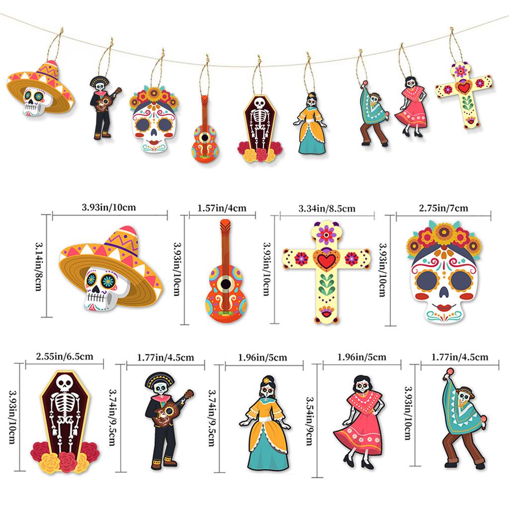 Mexikanischer Tag der Toten Halloween Outdoor Party Baumäste Hof Ast Dekoration Skelett Angebot