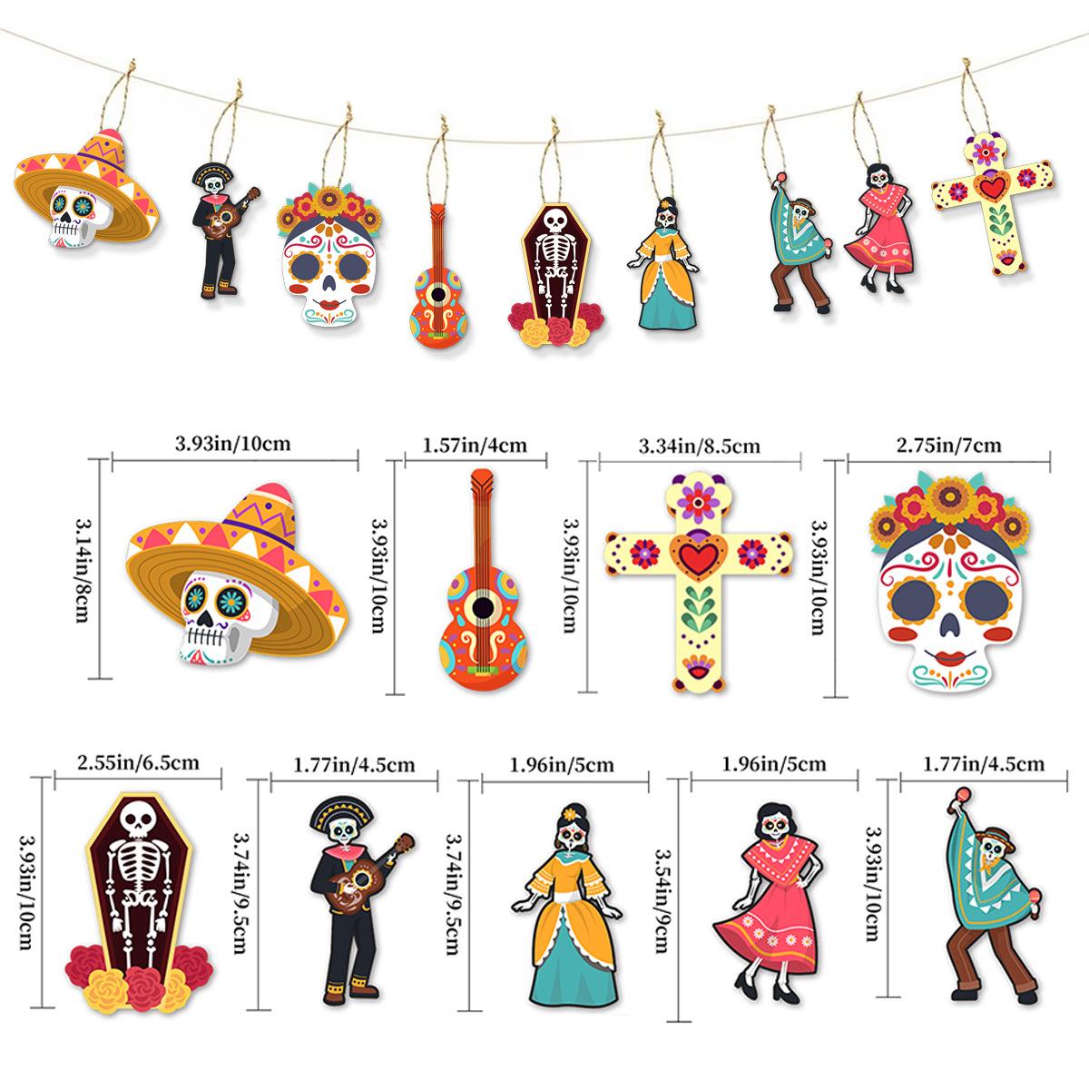 

Mexican Day Of The Dead Halloween Outdoor Party Tree Branches Yard Branch Decoration Skeleton Listing Day of the Dead tag series 2 [9 pieces]