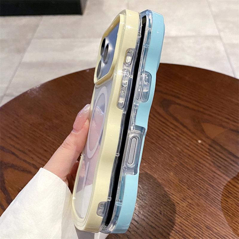 Wave Magnetic Two-in-One iPhone 17 Case - Compatible with Apple 16/17 Air, Transparent, Fit for Cross-border 14/13 Models.