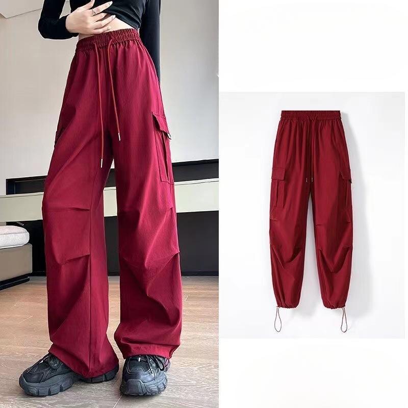 Letní Retro Overaly Ležérní Rovné Volné Kalhoty s Vysokým Pasem Dámské