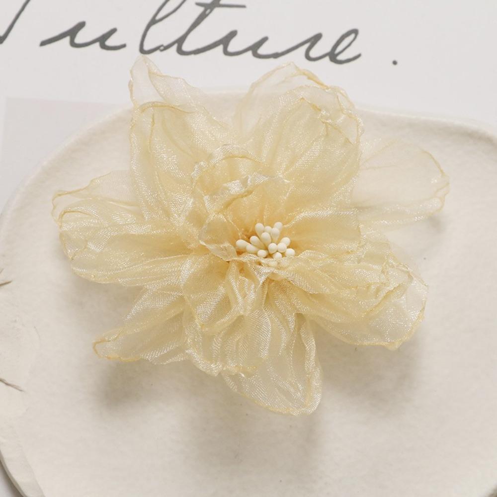 

Handmade Fabric Flower Organza Flower Pink Color Organza Material DIY Accessories Flower Shape Wedding Dress Accessories Wedding жёлтый