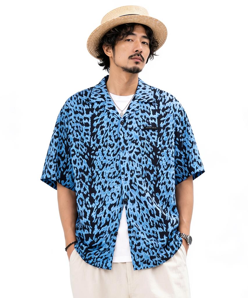 ARTISTWEAR [Atw] Flow Leopard Half Shirt - Blue