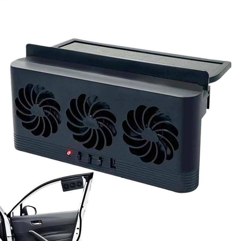 Solar Powered Car Ventilator Exhaust Fan Auto Cooling Exhaust Cycle Fan Three-Head Design Cooling Tool for RV Car SUV Truck
