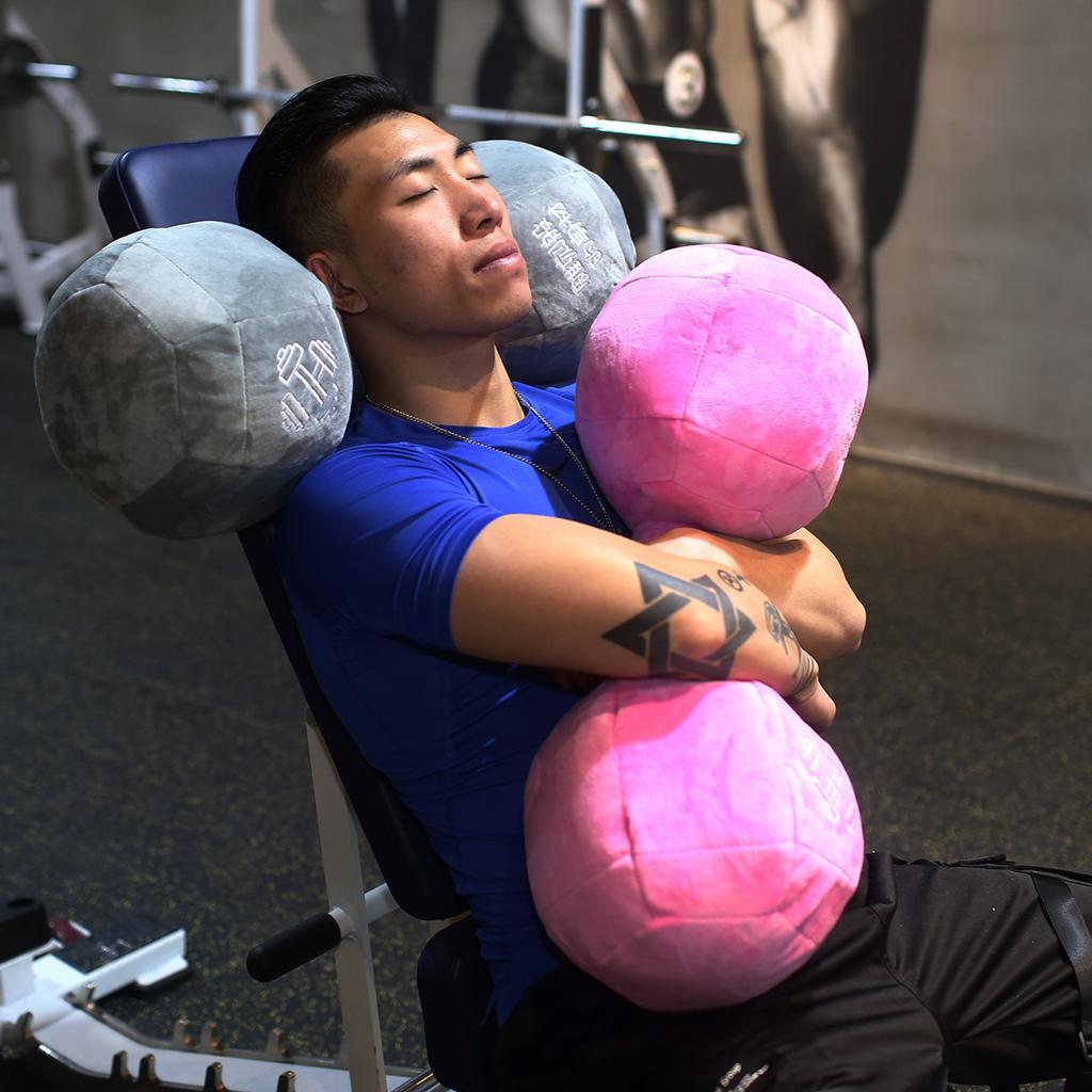 Simulation Net Dumbbell Throw Pillow Fashion Plush Toy Cushion Waist Pillow Home Fitness Birthday Gift Female