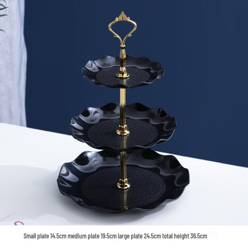 Luxusní vícepatrový stojan na ovoce a občerstvení: Třípatrový držák na dezerty a cukroví do obývacího pokoje