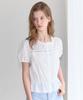 NONLOCAL Draw Shirred Lace Blouse - White