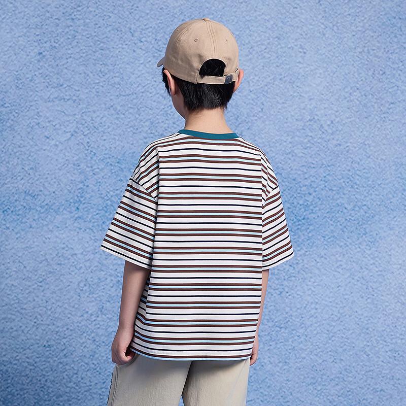 Champion Unisex Kids' Striped Embroidered Short Sleeve T-Shirt