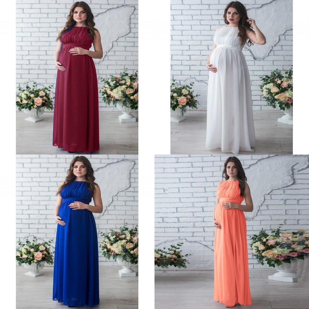 Polyester Maternity Dress With Spliced Design For Summer Casual Wear