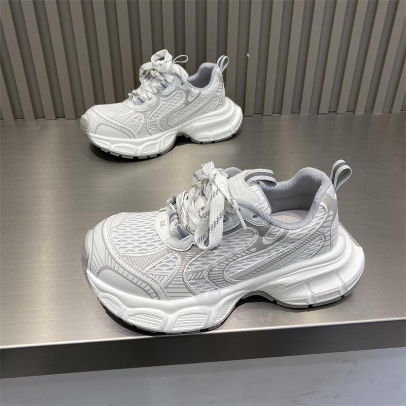 Mesh Breathable Fashion Casual Sports Shoes Women's Platform Lightweight Running Shoes 2025 Spring New Height-increasing Dad Shoes