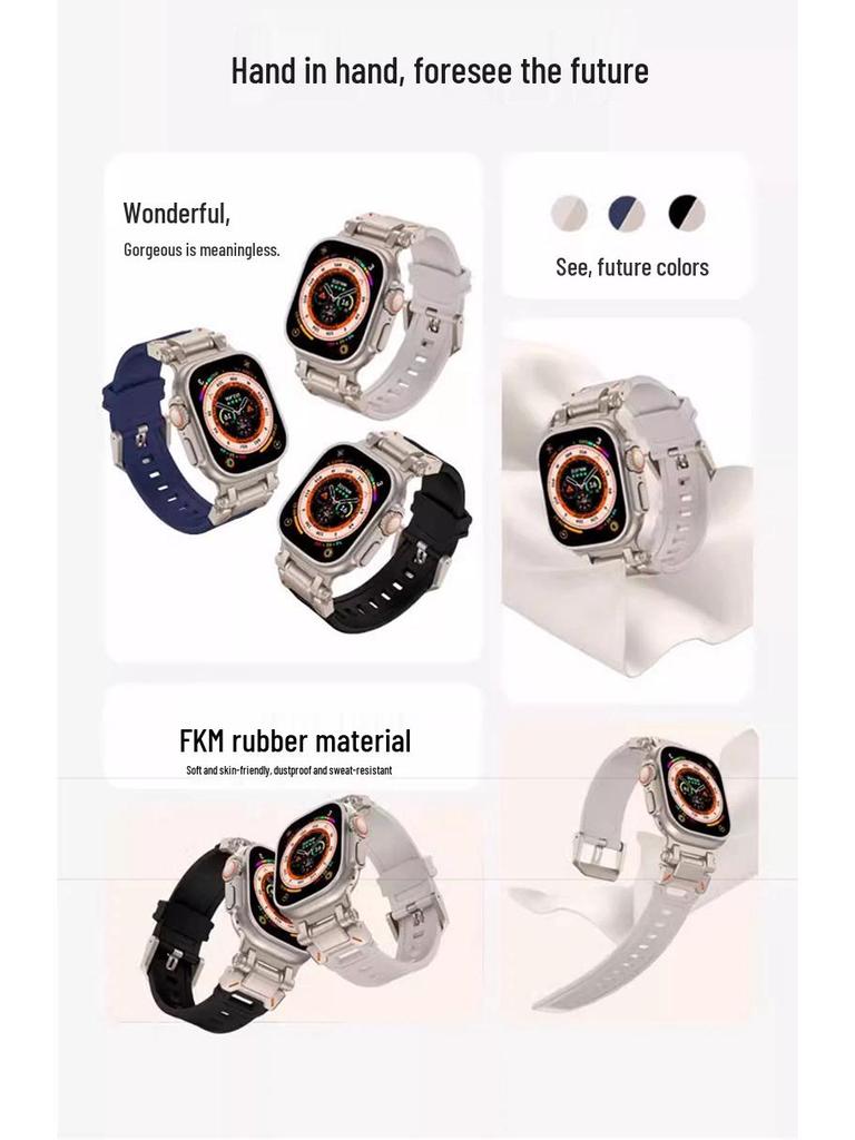 Compatible Silicone Explorer Band for Apple Watch Series 8, 9, and Ultra Models