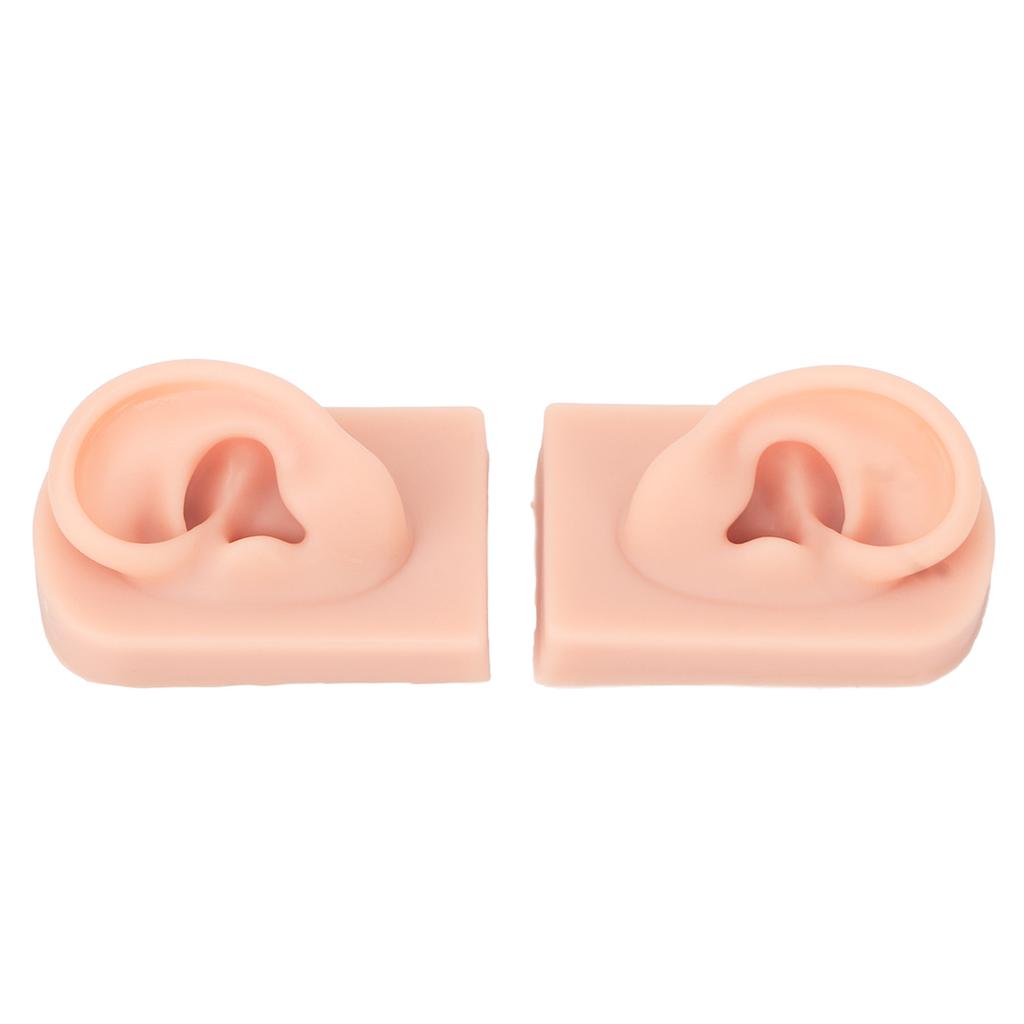 1 Pair Silicone Ear Model Flexible Soft Reusable Simulated Human Skin Silicone Piercing Model