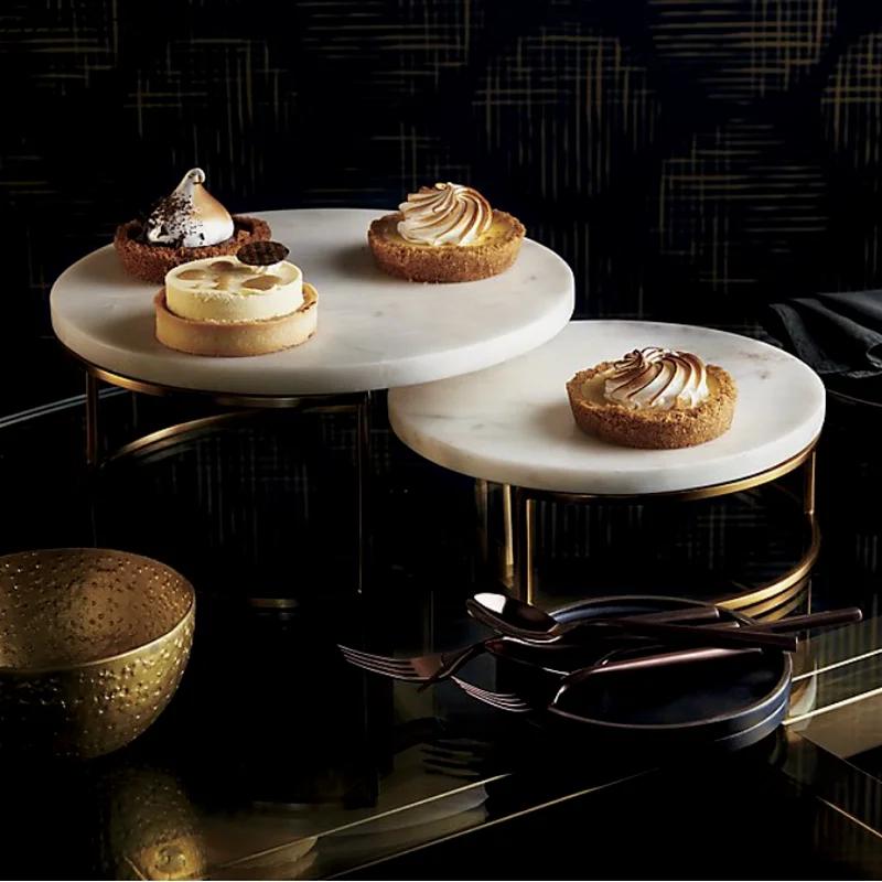 Iron Marble Cake Stand Dessert Tray Dim Sum Plate Display Stand Jewelry Tray Sushi Plate Snack Fruit Plates Refreshment Trays