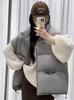 Korean Style Stand Collar Unisex White Duck Down Vest, Loose Fit, Thickened for Autumn/Winter, Trendy and Casual.