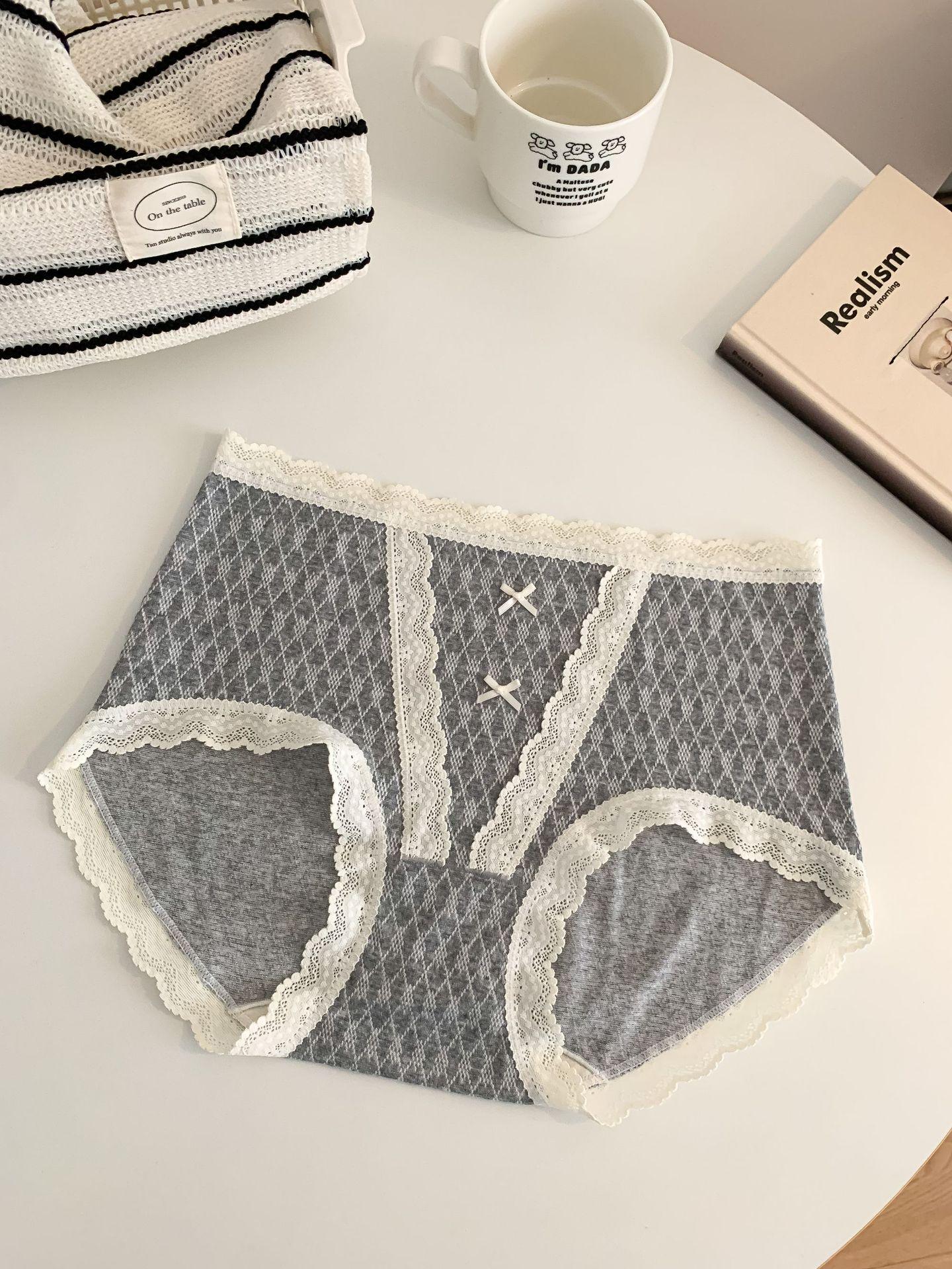 Floral Gray Mid-Rise Soft Panties - Women s Sweet Briefs 2025 One Size (Recommended for 80-130 cm)