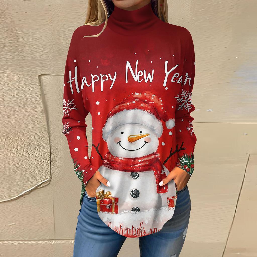 Cămăși de toamnă casual cu mânecă lungă Hanorac cu imprimeu vintage Pulover cu gât înalt