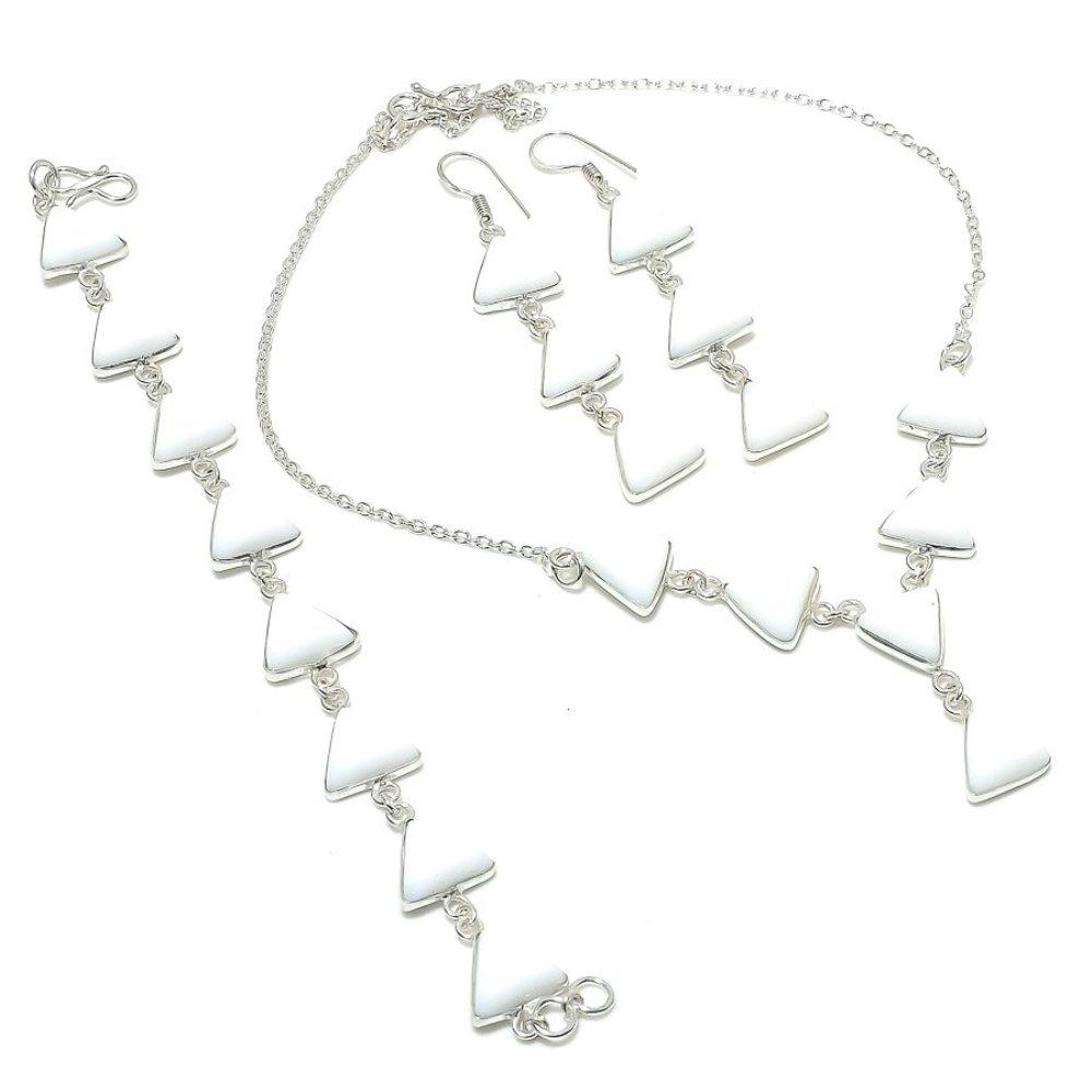 White Coral Gemstone Handmade 925 Sterling Silver Jewelry Set O6j88