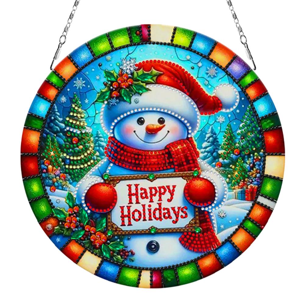 Christmas 2D Flat DIY Special Shape Rhinestone Diamond Art Window Pendants Diamond Art Pendant Window Hanging Art for Home Decor