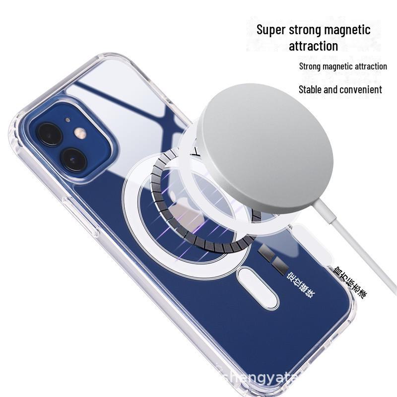 Wireless Transparent Magnetic Case for iPhone 13, 12 Pro, Huawei SAN Star with MagSafe Compatibility