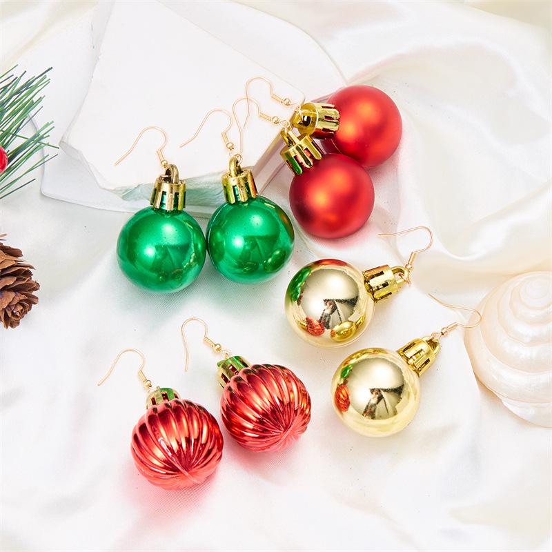 Geometric Sphere Christmas Light Bulb Earrings: Colorful Dangle Ear Hooks for Women