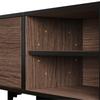 180*35*49cm Lowboard TV Cabinet with 2 Cabinets, TV Board with Open Storage Compartments, Dark Walnut Colored, Suitable for 80 Inch TVs