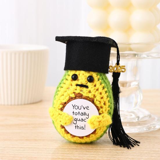 2025 Graduation Crochet Doll Handmade Pickle Vegetables with Graduation Cap Positive Crocheted Animals Keepsake Grad Gifts for Him Her