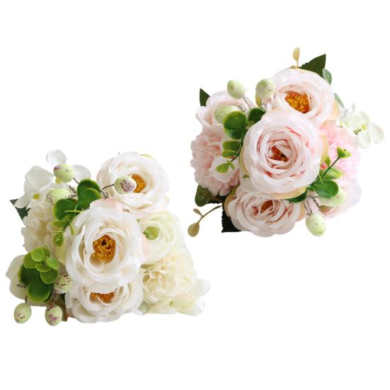 Ramo de cumpleaños de planta de flor rosa simple de aplicación amplia de flores artificiales respetuosas con el medio ambiente