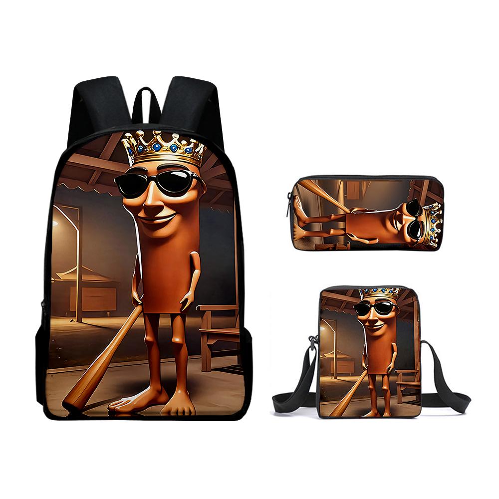 High-end Ice Plus fire Soccerly Foot Ball 3D Design 3pcs/Set Learner Bags Everyday Laptop Knapsack Backpack Sling Carry Tote Pencil Pouch