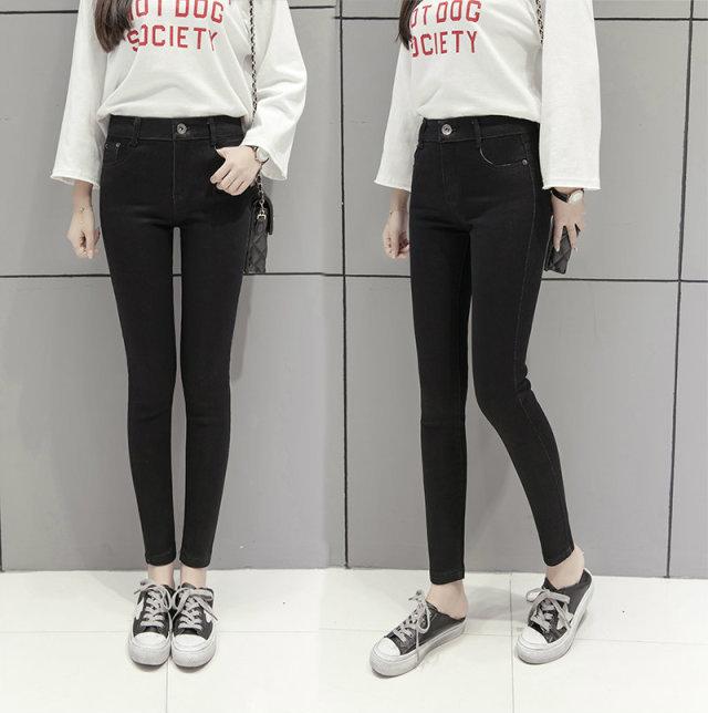 

Джинсы Женские Флисовые Брюки С Высокой Посадкой Эластичные Брюки Облегающие Утепленные Брюки Женская Одежда 32