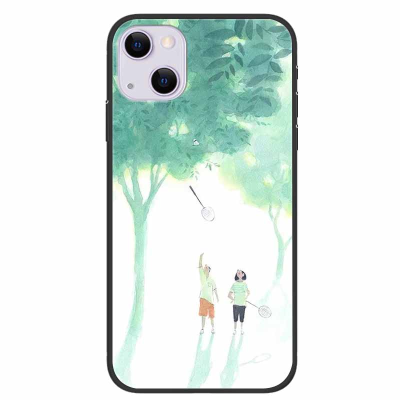 For iPhone 14/14 Plus Case Black Silicone Soft TPU Luxury Flower Animal Back Cover For iPhone 14/14 Plus New Shells for iPhone14