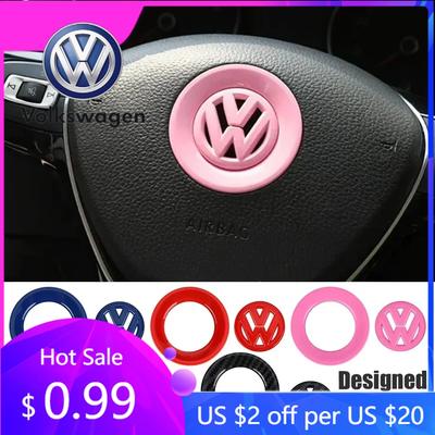 For VW Volkswagen Jetta MK5 Golf 40mm ABS Hollow Out Car Steering Wheel Center Emblem Sticker for Volkswagen Passat Golf MK6 MK7